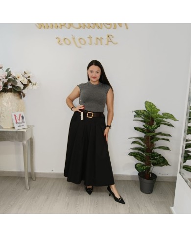 Falda Tablas Midi - Cinturón Ancho - Falda Plisada Elegante Falda Tablas Midi - Cinturón Ancho - Falda Plisada Elegante