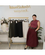 Falda Tablas Midi - Cinturón Ancho - Falda Plisada Elegante