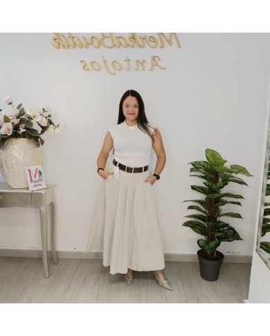 Falda Tablas Midi - Cinturón Ancho - Falda Plisada Elegante