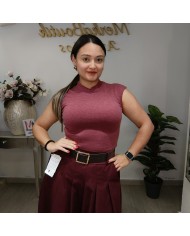 Body Cisne Cuello Alto - Body sin Mangas - Básico Jaspeado