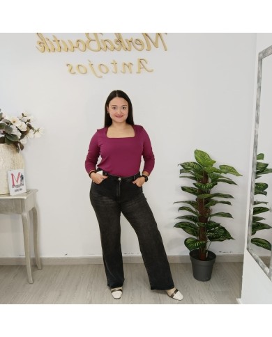 Pantalón Vaquero Negro 2101 | Wide Leg Tiro Alto | MerkaBoutik