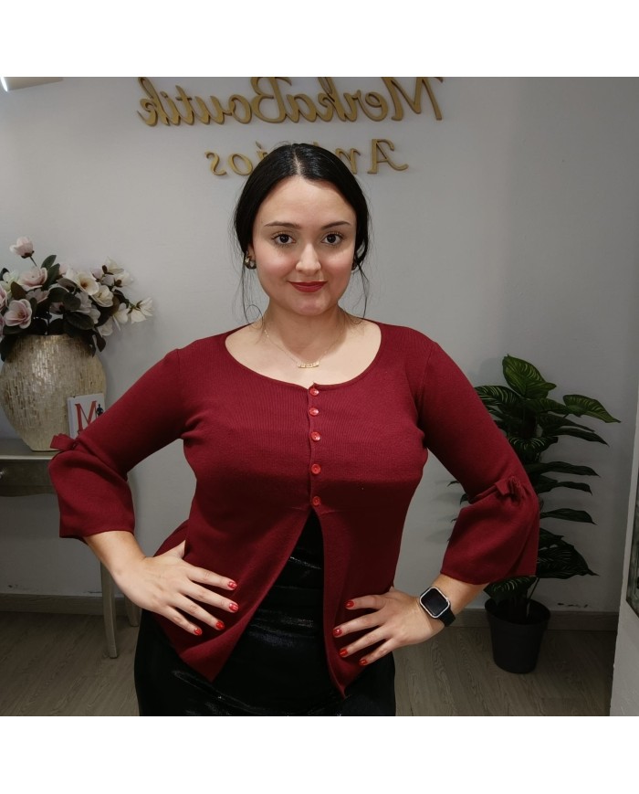 Jersey Corto Angélica - Punto Fino - Botones Lazo - Entretiempo