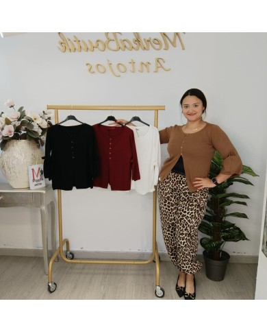 Jersey Corto Angélica - Punto Fino - Botones Lazo - Entretiempo