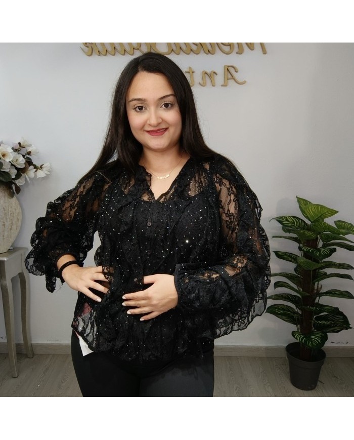 Camisa de Manga Larga con Transparencias Elegantes | Moda Los Barrios