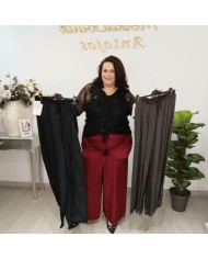 Pantalón Satén Pata Ancha | Palazzo Fluido Elegante | MerkaBoutik