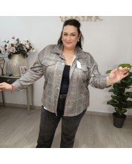 Sobrecamisa Minerva Cuadros - Shacket Oversize Botones Dorados