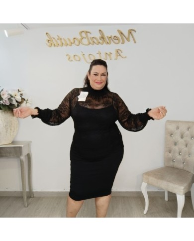 Blusa Encaje SANDRA Cuello Alto | Transparente | Antojos