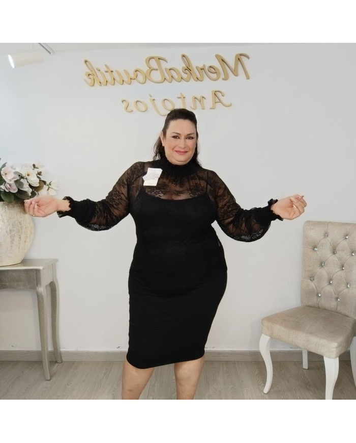 Blusa Encaje SANDRA Cuello Alto | Transparente | Antojos