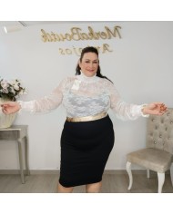 Blusa Encaje SANDRA Cuello Alto | Transparente | Antojos