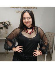 Camisa GASA LOURDES | Manga Volumen y Keyhole | Antojos