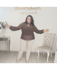 Camisa GASA LOURDES | Manga Volumen y Keyhole | Antojos