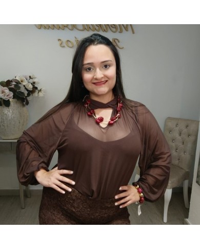 Camisa GASA LOURDES | Manga Volumen y Keyhole | Antojos