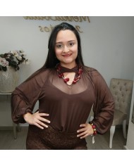 Camisa GASA LOURDES | Manga Volumen y Keyhole | Antojos