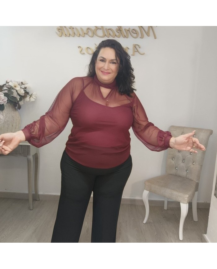 Camisa GASA LOURDES | Manga Volumen y Keyhole | Antojos