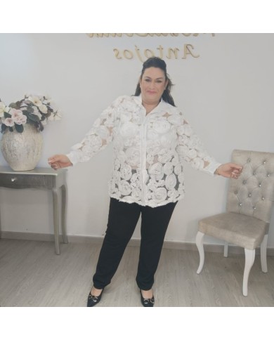 Camisa ROSARIO Flores 3D | Gasa Transparente | MerkaBoutik Camisa ROSARIO Flores 3D | Gasa Transparente | MerkaBoutik