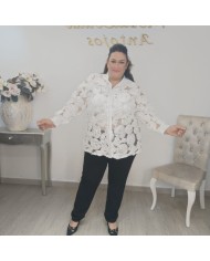 Camisa ROSARIO Flores 3D | Gasa Transparente | MerkaBoutik