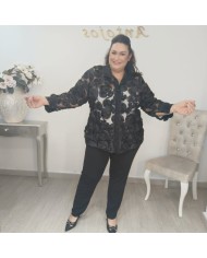 Camisa ROSARIO Flores 3D | Gasa Transparente | MerkaBoutik