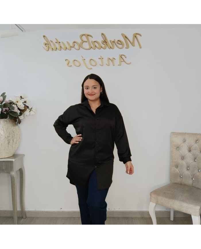 Camisa LARGA SATÉN | Blusón Oversize | MerkaBoutik Antojos