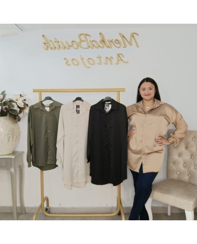 Camisa LARGA SATÉN | Blusón Oversize | MerkaBoutik Antojos