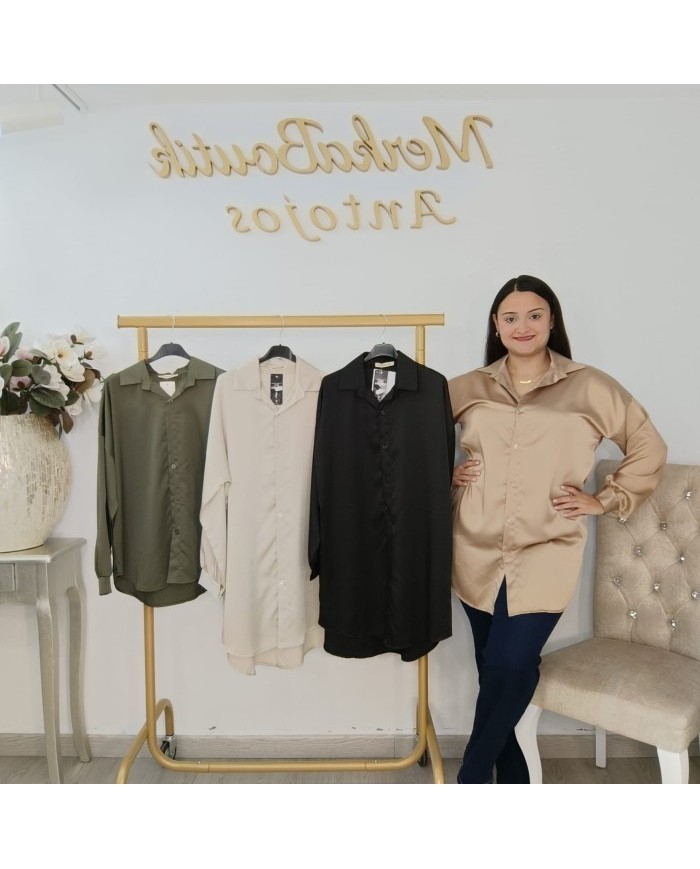 Camisa LARGA SATÉN | Blusón Oversize | MerkaBoutik Antojos