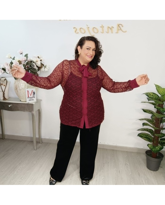 Camisa ENCAJE NUDO | Transparente y Lazada | Antojos