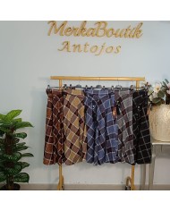 Falda Cuadro Bolsillo Lana | Falda Corta Tweed Invierno | Antojos