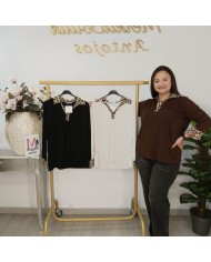 Blusa Canalé Paola Print | Cuello Leopardo | MerkaBoutik Antojos