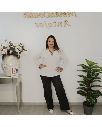 Blusa Canalé Paola Print | Cuello Leopardo | MerkaBoutik Antojos