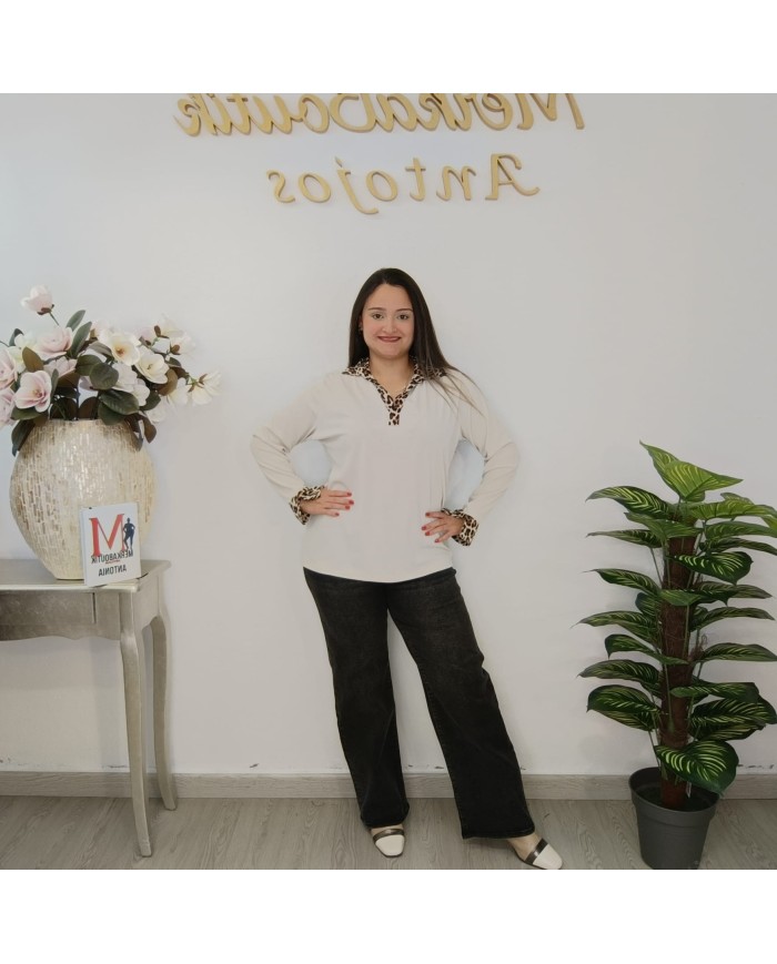 Blusa Canalé Paola Print | Cuello Leopardo | MerkaBoutik Antojos