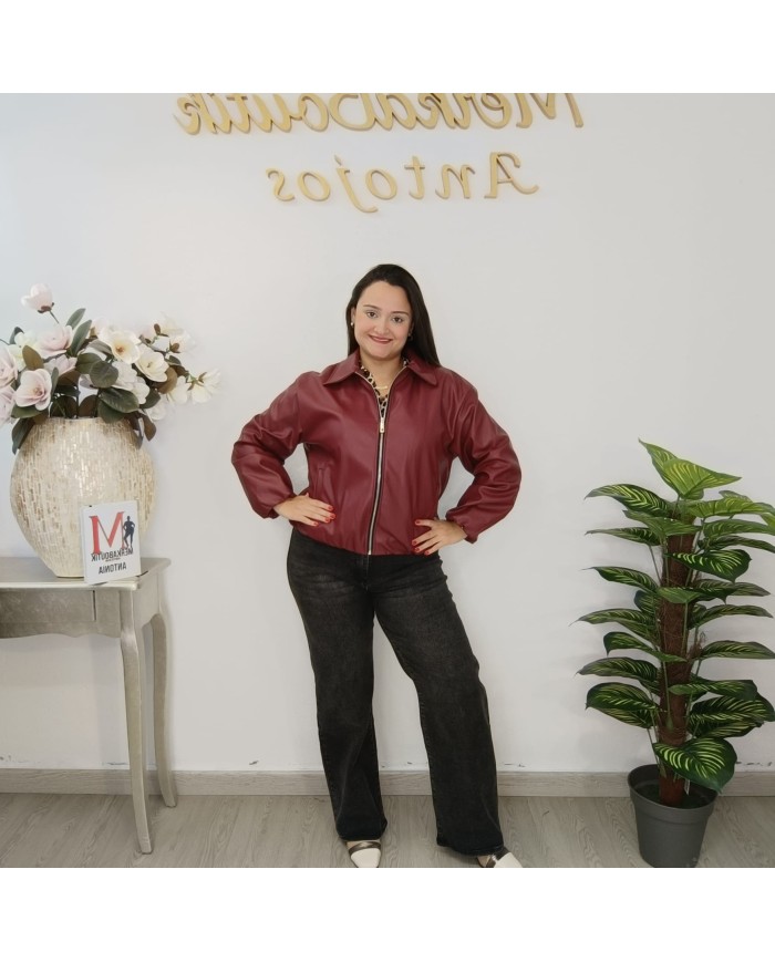 Chaqueta Bomber Polipiel | Oversize y Cuello Camisero | Antojos