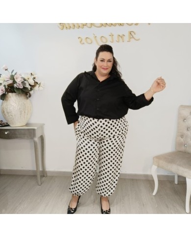 Pantalón Bombacho de Satén con Lunares | Ropa de Mujer | MerkaBoutik
