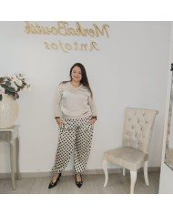 Pantalón Bombacho de Satén con Lunares | Ropa de Mujer | MerkaBoutik