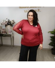 Camiseta Canalé Encaje | Blusa Elegante Escote V | MerkaBoutik