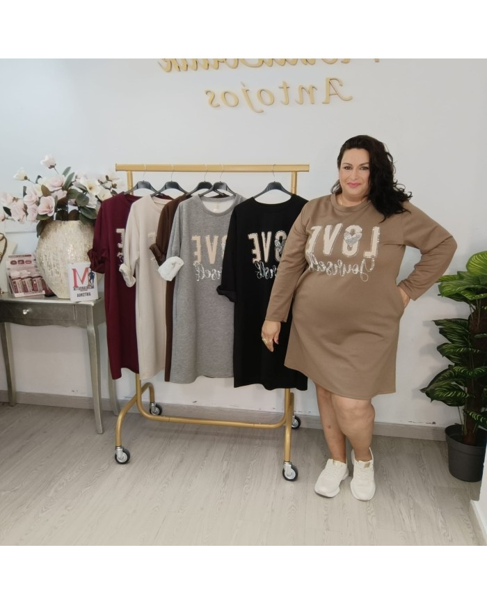 Vestido Brillo LOVE Oversize | Vestido Casual Glitter | Antojos