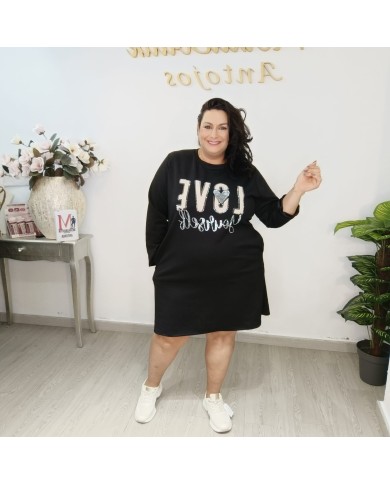Vestido Brillo LOVE Oversize | Vestido Casual Glitter | Antojos