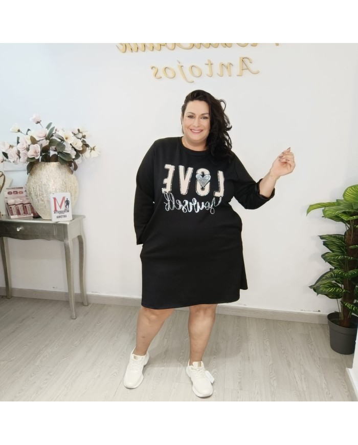 Vestido Brillo LOVE Oversize | Vestido Casual Glitter | Antojos