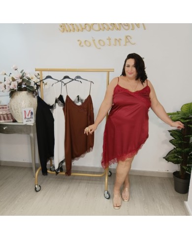 Vestido Lencero Negro Seducción | Slip Dress Asimétrico con Encaje