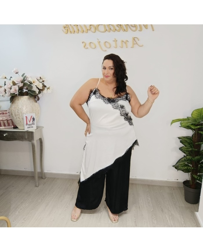 Vestido Lencero Negro Seducción | Slip Dress Asimétrico con Encaje