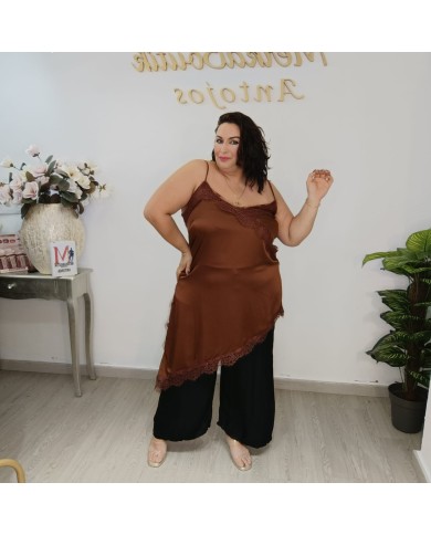 Vestido Lencero Negro Seducción | Slip Dress Asimétrico con Encaje