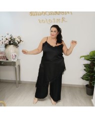 Vestido Lencero Negro Seducción | Slip Dress Asimétrico con Encaje