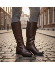 Bota Sol Negra - Caña Alta Tacón Bloque - Ajustable y Cómoda