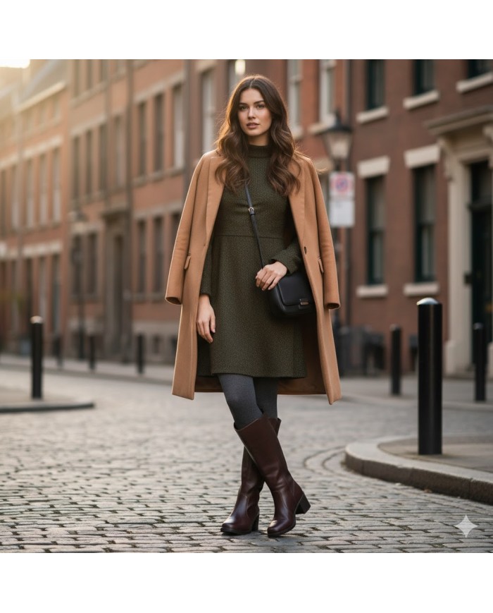 Bota Sol Negra - Caña Alta Tacón Bloque - Ajustable y Cómoda