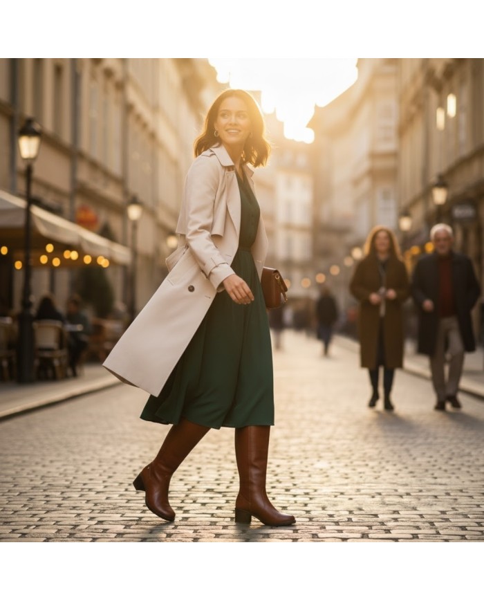 Bota Sol Negra - Caña Alta Tacón Bloque - Ajustable y Cómoda