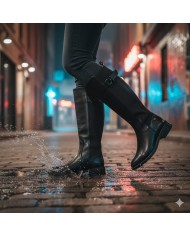 Bota Luna Negra Caña Alta - Hebilla Dorada - Ecuestre