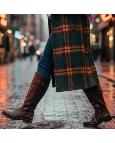 Bota Estrella Larga Clásica - Marrón - Estilo Ecuestre y Hebilla