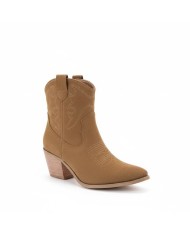 Bota Cowboy Mujer - Western Ante Camel - Tacón Metalizado