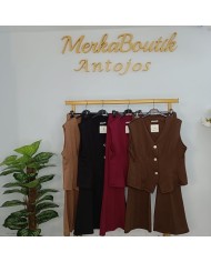 Conjunto Chaleco y Pantalón Ancho Sastre | 4 Colores | MerkaBoutik Antojos