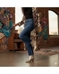 Botín Andrea Dorado Cowboy - Western Beige Metalizado