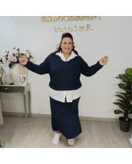 Conjunto Jersey y Falda de Punto Azucena | Chándal Casual Nude