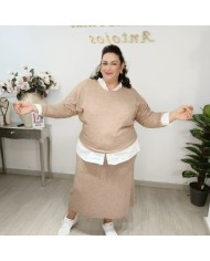 Conjunto Jersey y Falda de Punto Azucena | Chándal Casual Nude